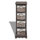 Paulownia Wood Storage Rack 4 Weaving Baskets Brown