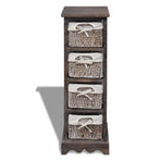 Wooden Storage Rack 4 Weaving Baskets Brown