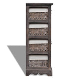 Paulownia Wood Storage Rack 4 Weaving Baskets Brown