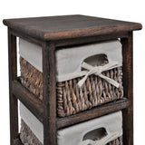 Paulownia Wood Storage Rack 4 Weaving Baskets Brown
