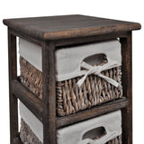 Paulownia Wood Storage Rack 5 Weaving Baskets Brown