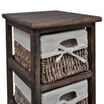 Wooden Storage Rack 5 Weaving Baskets Brown