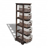 Paulownia Wood Storage Rack 5 Weaving Baskets Brown - 45-Degree Angle