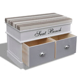 White Storage & Entryway Bench with Grey Cushion Top 2 Drawer - Side View