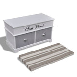 White Storage & Entryway Bench with Grey Cushion Top 2 Drawer - Top-Down View