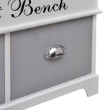 White Storage & Entryway Bench with Grey Cushion Top 2 Drawer - 45-Degree Angle