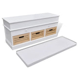 White Storage & Entryway Bench with Cushion Top 2 Draw 3 Crate - Top-Down View