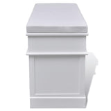 White Storage & Entryway Bench with Cushion Top 2 Draw 3 Crate - 45-Degree Angle