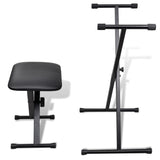 Adjustable Keyboard Stand and Stool Set - Front View