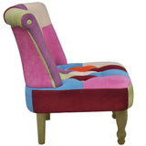 French Chair with Patchwork Design Fabric - Side View