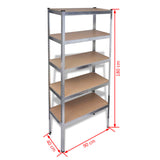 Storage Rack Garage Storage Shelf 5pcs - Rear View