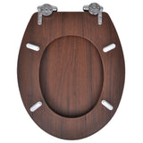 WC Toilet Seat MDF Soft Close Lid Simple Design Brown