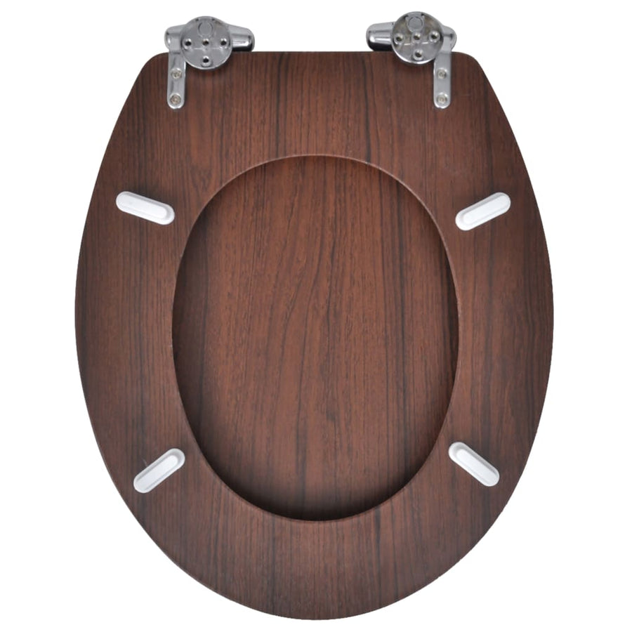 WC Toilet Seat MDF Soft Close Lid Simple Design Brown