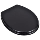 WC Toilet Seat MDF Lid Simple Design Black - Front View