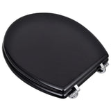 WC Toilet Seat MDF Lid Simple Design Black - Side View