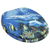 WC Toilet Seat MDF Lid Dolphins - Front View