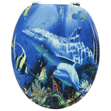 WC Toilet Seat MDF Lid Dolphins - Side View