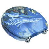 WC Toilet Seat MDF Lid Dolphins - Top-Down View