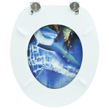 WC Toilet Seat MDF Lid Dolphins - Rear View