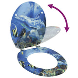 WC Toilet Seat MDF Lid Dolphins - Close-Up Angle