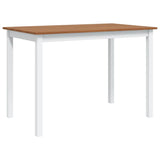 5 Piece Dining Set Brown and White - Top-Down View