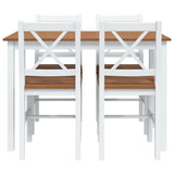 5 Piece Dining Set Brown and White