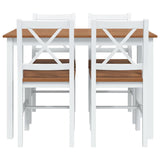 5 Piece Dining Set Brown and White - 45-Degree Angle