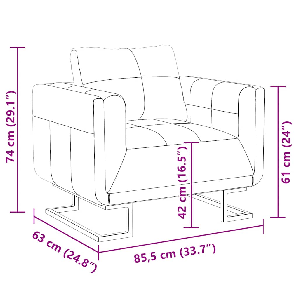 Cube Armchair with Chrome Feet Brown Faux Leather
