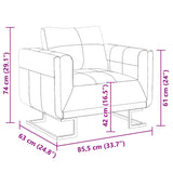 Cube Armchair with Chrome Feet Brown Faux Leather - Close-Up Angle