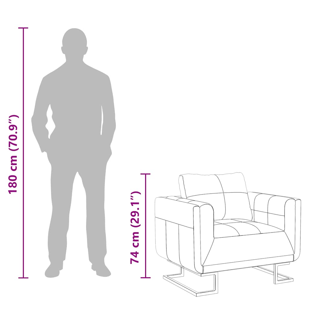 Cube Armchair with Chrome Feet Brown Faux Leather