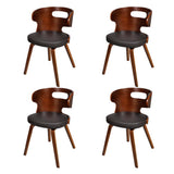 Dining Chairs 4 pcs Brown Bent Wood and Faux Leather