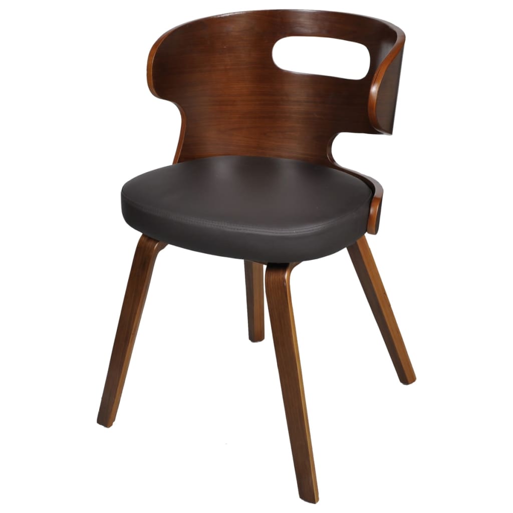 Dining Chairs 4 pcs Brown Bent Wood and Faux Leather
