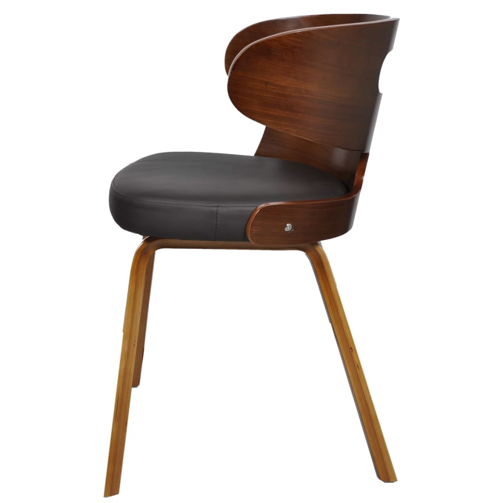 Dining Chairs 4 pcs Brown Bent Wood and Faux Leather