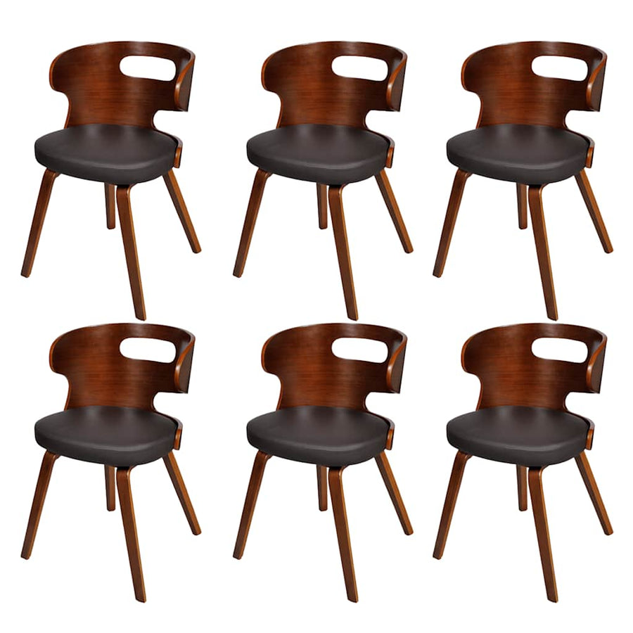 Dining Chairs 6 pcs Brown Faux Leather