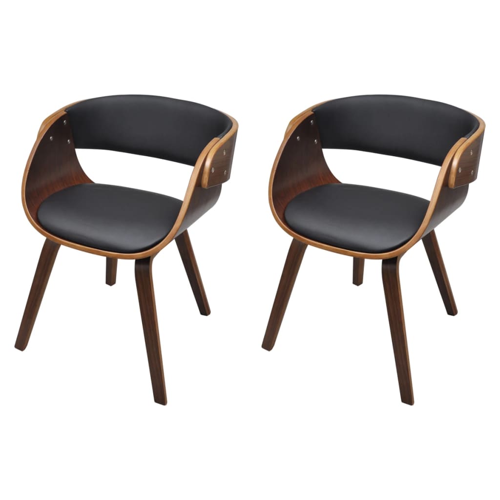 Dining Chairs 2 pcs Brown Bent Wood and Faux Leather
