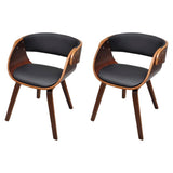 Dining Chairs 2 pcs Brown Bent Wood and Faux Leather