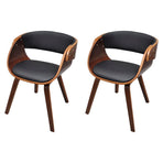 Dining Chairs 2 pcs Brown Bent Wood and Faux Leather