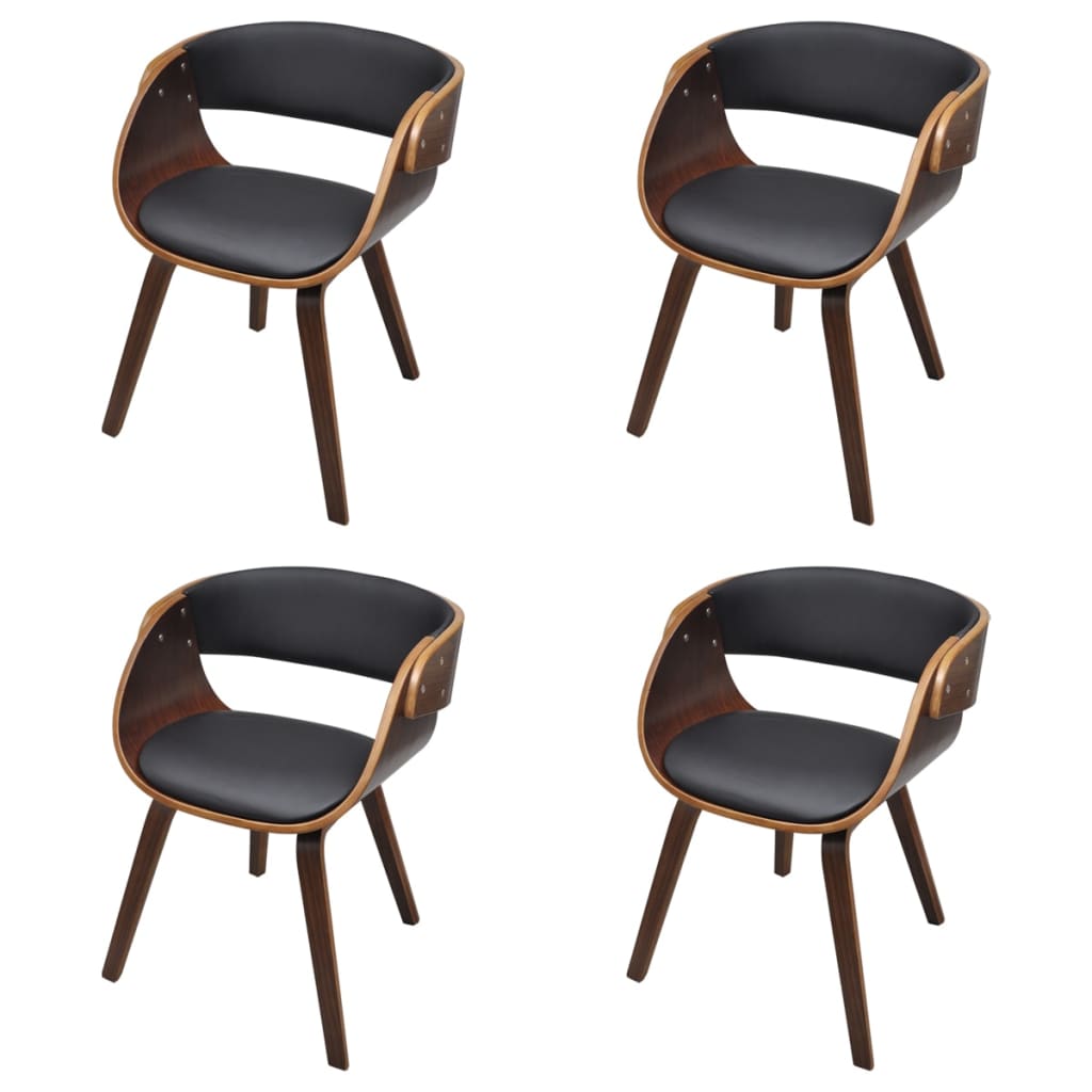 Dining Chairs 4 pcs Brown Bent Wood and Faux Leather