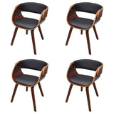 Dining Chairs 4 pcs Brown Bent Wood and Faux Leather