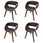 Dining Chairs 4 pcs Brown Bent Wood and Faux Leather
