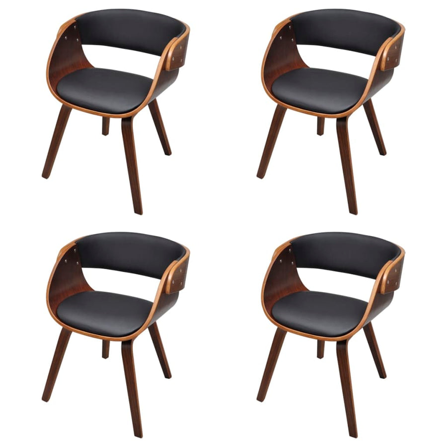 Dining Chairs 4 pcs Brown Bent Wood and Faux Leather