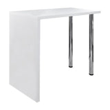 Bar Table MDF with 2 Steel Legs High Gloss White - Front View