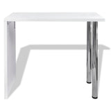 Bar Table MDF with 2 Steel Legs High Gloss White - Side View
