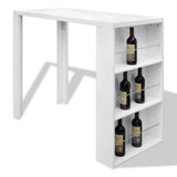 Bar Table MDF with Wine Rack High Gloss White - Front View