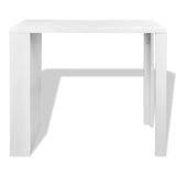 Bar Table MDF with Wine Rack High Gloss White - Side View