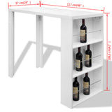 Bar Table MDF with Wine Rack High Gloss White - Rear View