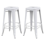 Bar Stools 2 pcs White Steel - Front View