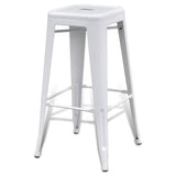 Bar Stools 2 pcs White Steel - Top-Down View