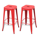 Bar Stools 2 pcs Red Steel