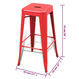 Bar Stools 2 pcs Red Steel